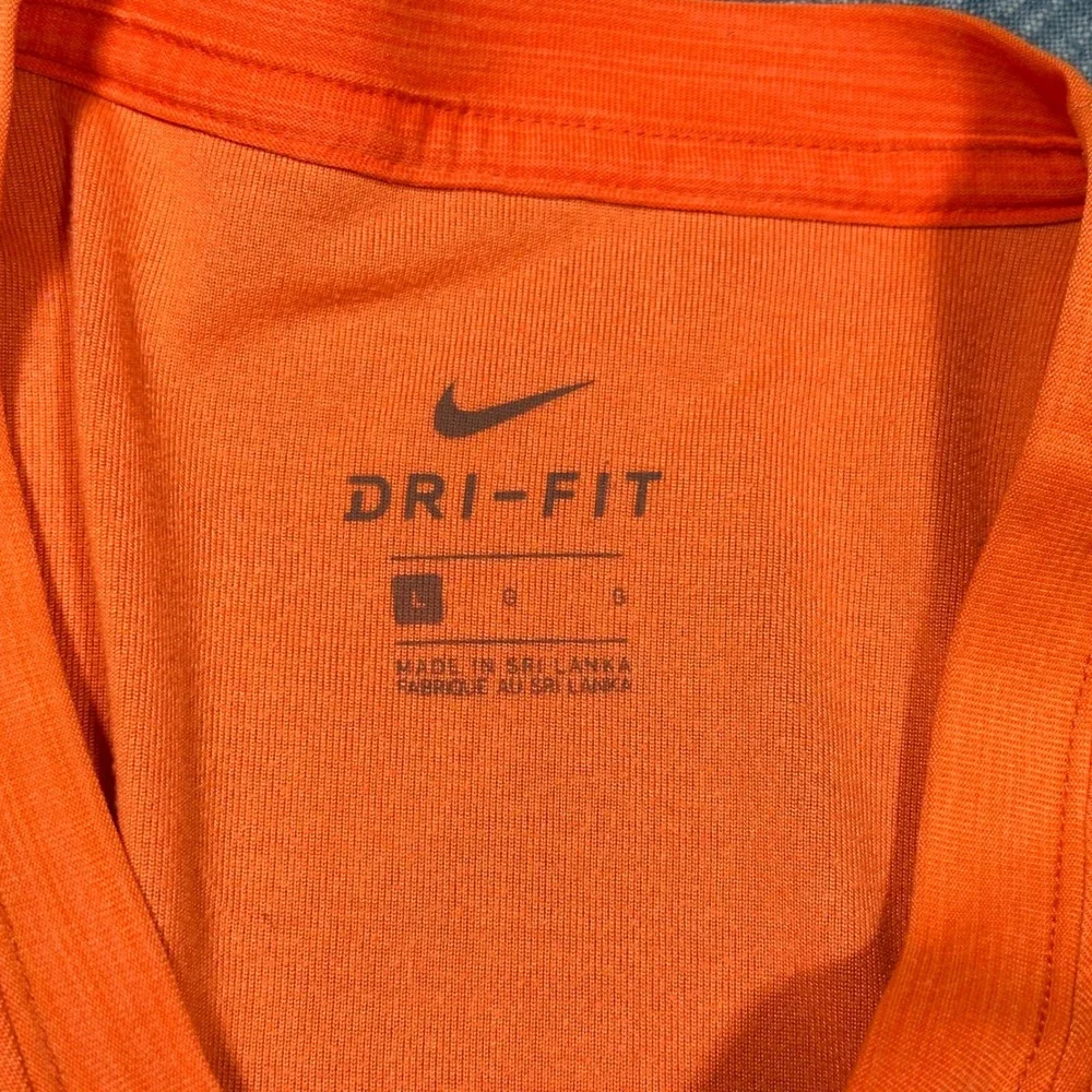 Nike Dri-FIT Mens Large Orange Heathered Training Shirt Short Sleeve Gym Tee